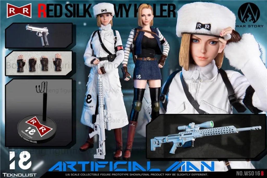 [In Stock] WAR STORY TOYS WS016 1/6 Red Silk Army Killer Android No. 18 Movable Soldier Suit Doll Figure