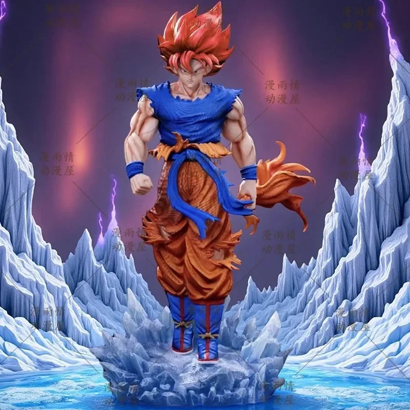 In Stock 35cm Dragon Ball Anime Figure Son Goku ‌Kakarotto Super Saiyan God blue two heads Figure PVC Collection Model Toy Gifts