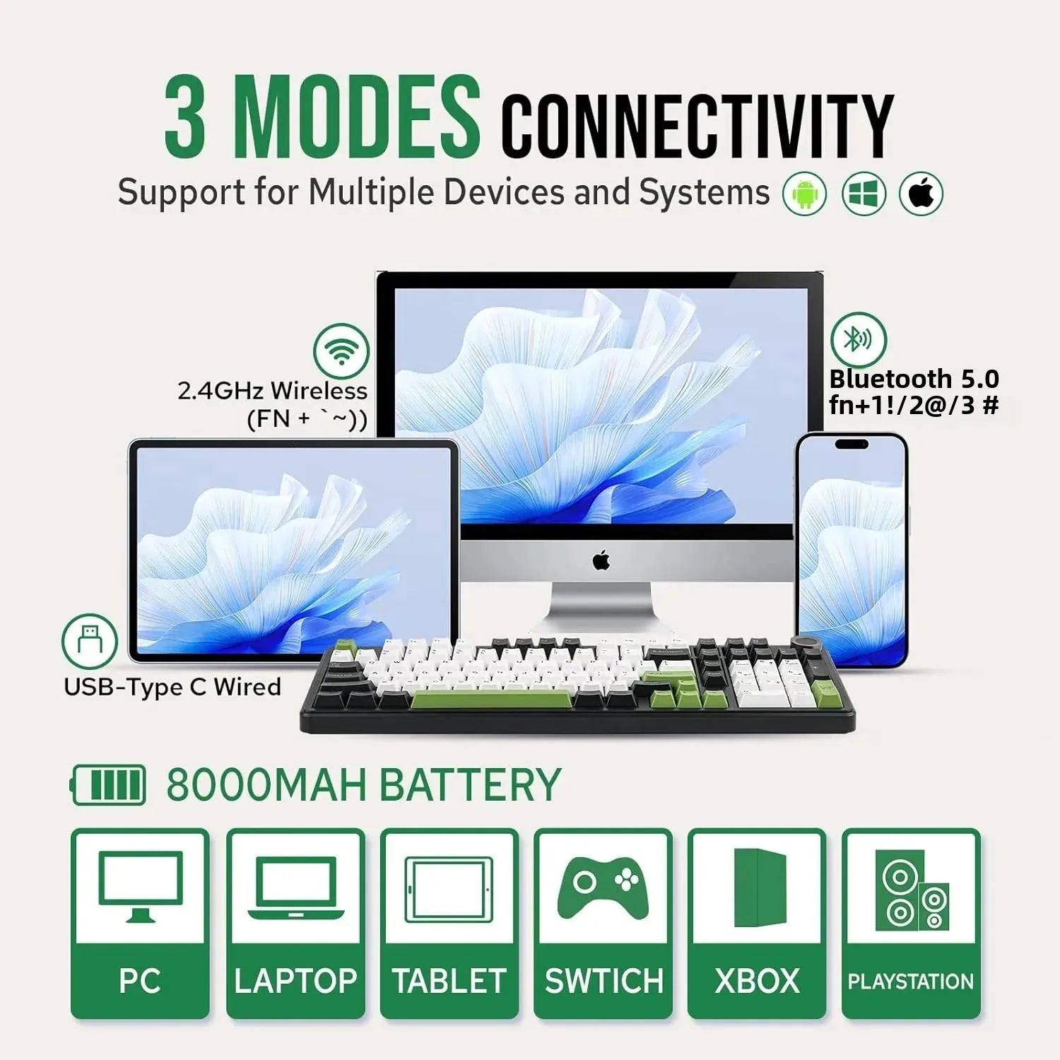 AULA F99PRO Gaming Mechanical Keyboard 99 Key Three Mode Wireless Hot Swappable Gasket Structure Custom Keyboard with Media Knob