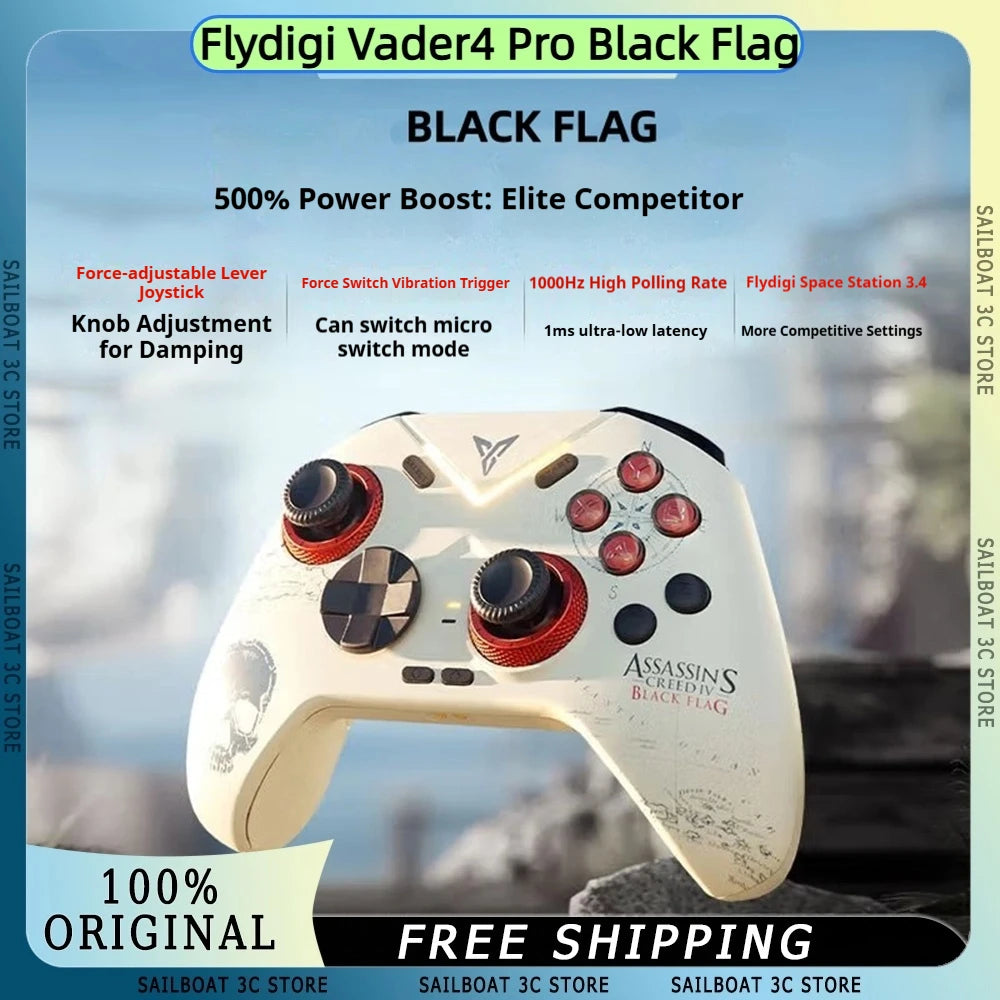 Flydigi Vader4 Pro Black Flag Joint Wireless Game Controller Adjustable Damping Joysticks Gamepads for PC/Switch1/2 IOS Android