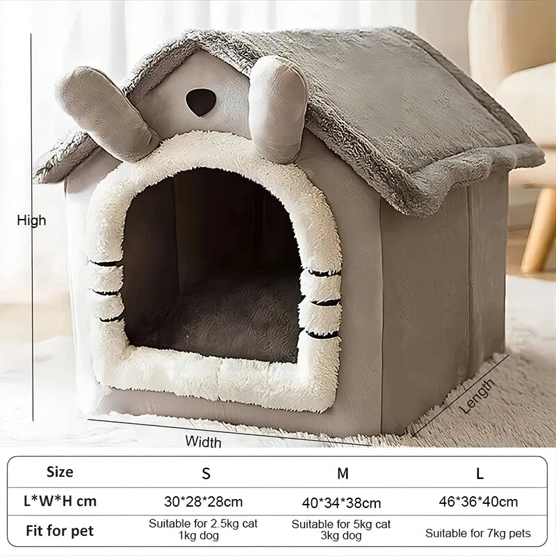Weiches Haustierzelthaus für den Innenbereich, Hundehütte, Katzenbett mit abnehmbarer Unterlage, warm, für kleine, mittelgroße und große Haustiere
