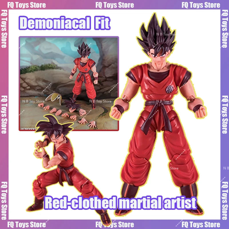 In Stock DF Demoniacal Fit Dragon Ball SHF Son Goku Kaio Ken 16000 Power Level Anime Action Figures Model Toys Collector