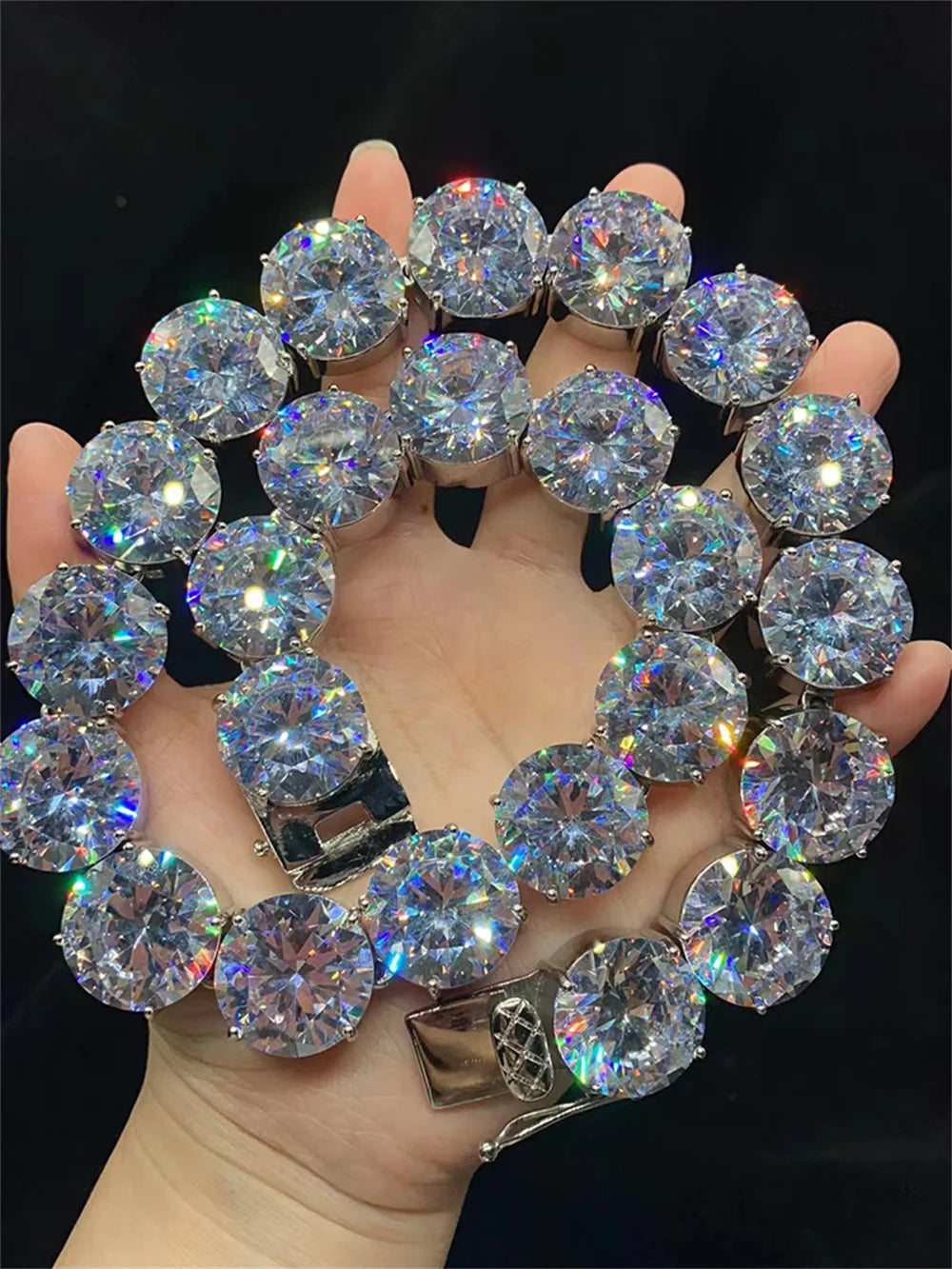 20mm Big Iced Stainless Steel Tennis Link Chain Necklaces for Men Women No Fade Bling Zircon Goth Hip Hop Jewelry Free Shipping