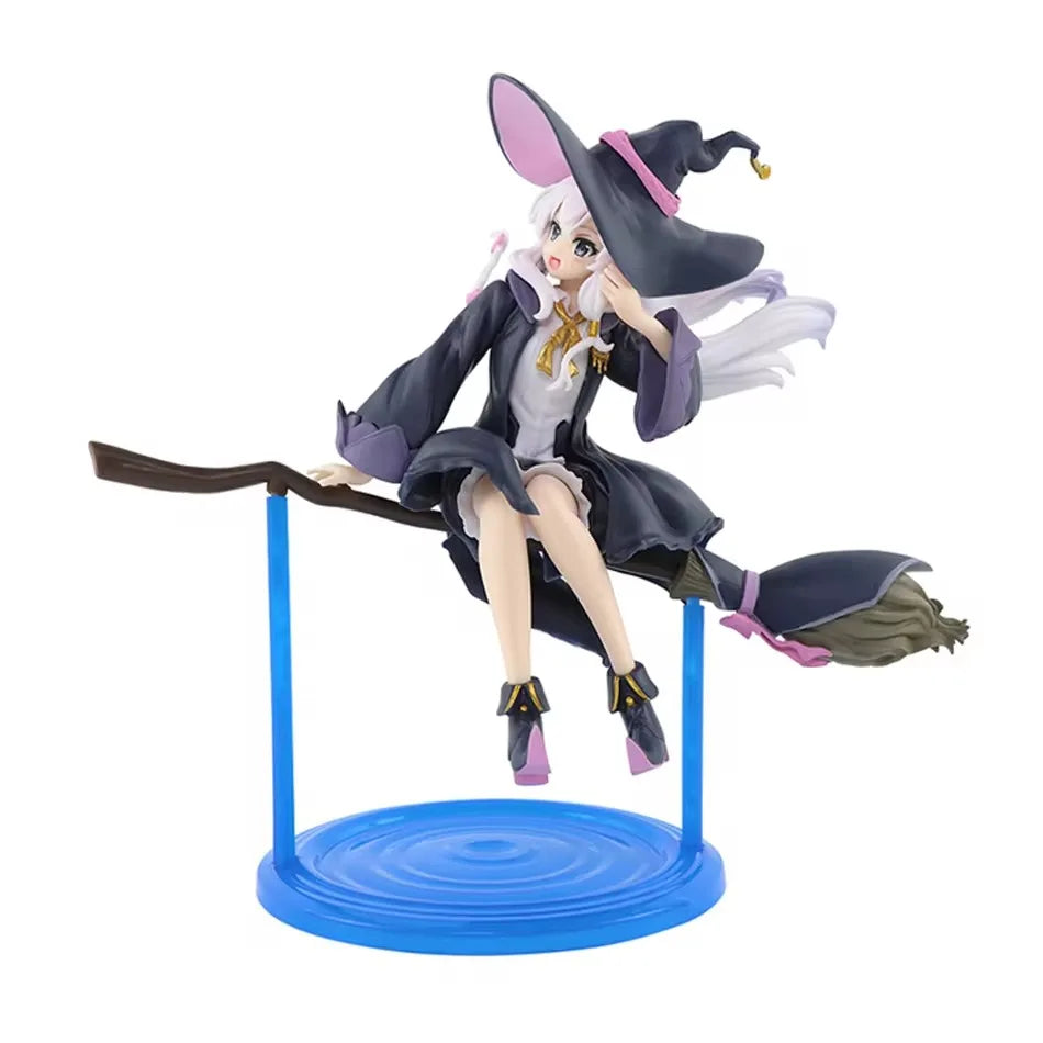 19cm Anime Elaina Figure Riding Broom Pose Action Figure Kawaii Beauty Girl models desktop ornaments Collection child toy Gifts