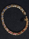 Shelly Romantische Echt 18K Solide Gelb Weiß Gold AU750 Schmuck Natürliche Farben Regenbogen Saphire Armbänder für Frauen Party Geschenk