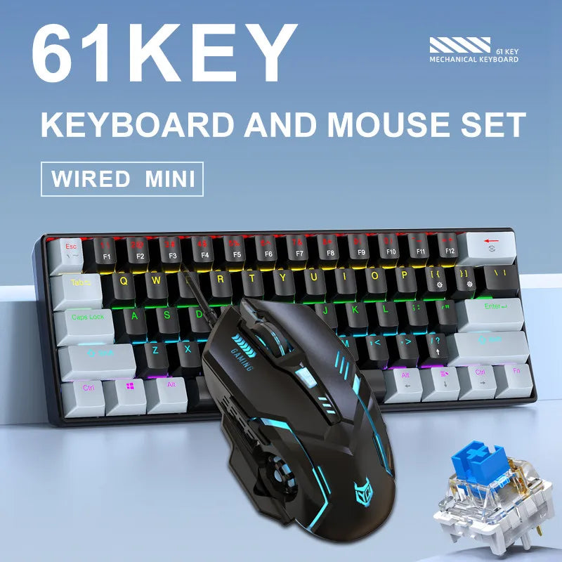 APAYADO K61RGB Mechanische Tastatur &amp; T07 Gaming-Maus-Kombination – Kabelgebundenes RGB-Paket für Gaming/Büro, ergonomisches Design