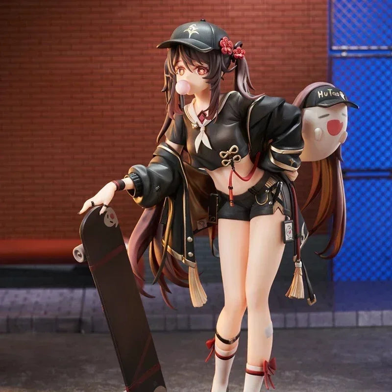 Anime Genshin Impact Hu Tao Figurine Trendy Kleidung Skateboarding Hu Tao Actionfiguren PVC Modell Peripheriespielzeug Geburtstagsgeschenke