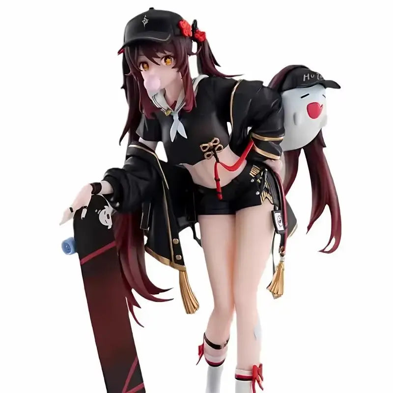 Anime Genshin Impact Hu Tao Action Figures Skateboard Girl Model Dolls Collectible Statue Trendy Toys Desktop Decoration Gifts