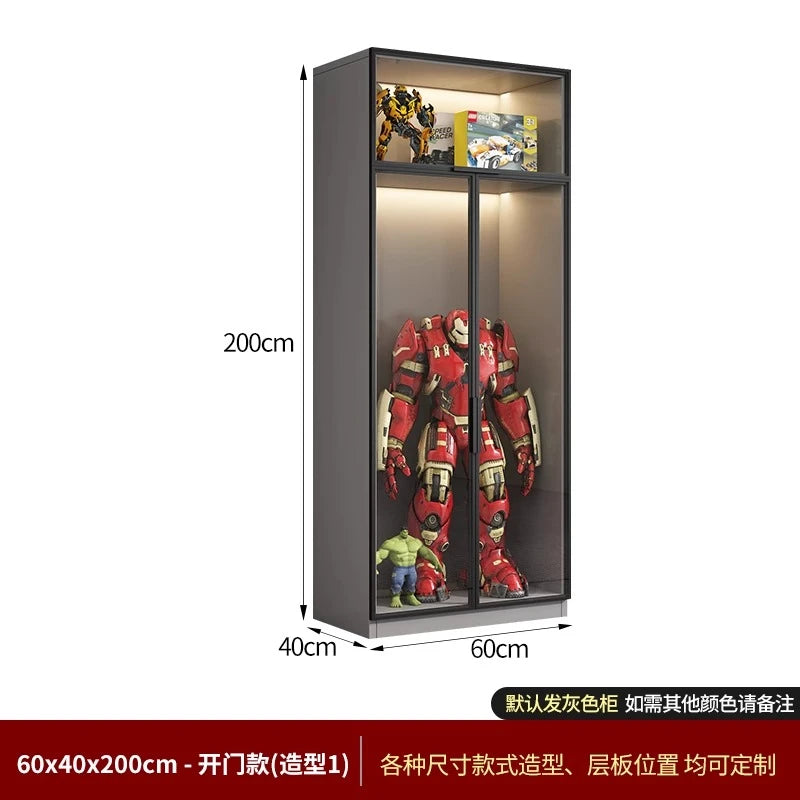Customized Bookcase Glass Door Dust-proof Bookshelf Figure Lego Model Display Home Living Room Display Wine Cabinet Transparent