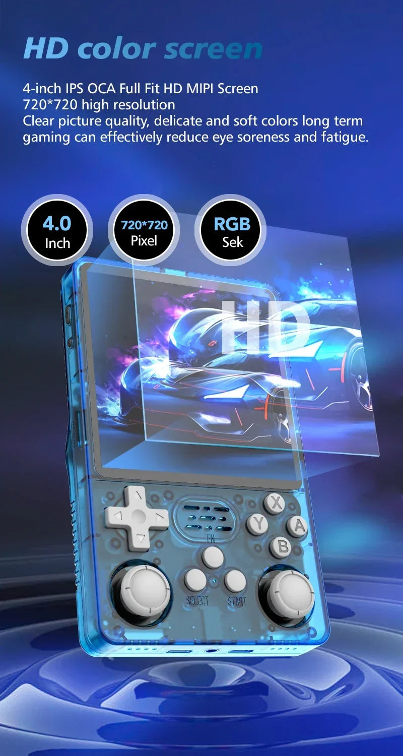 R36 Plus Retro Handheld Game Console Linux 64-bit System 4" IPS Screen RK3326