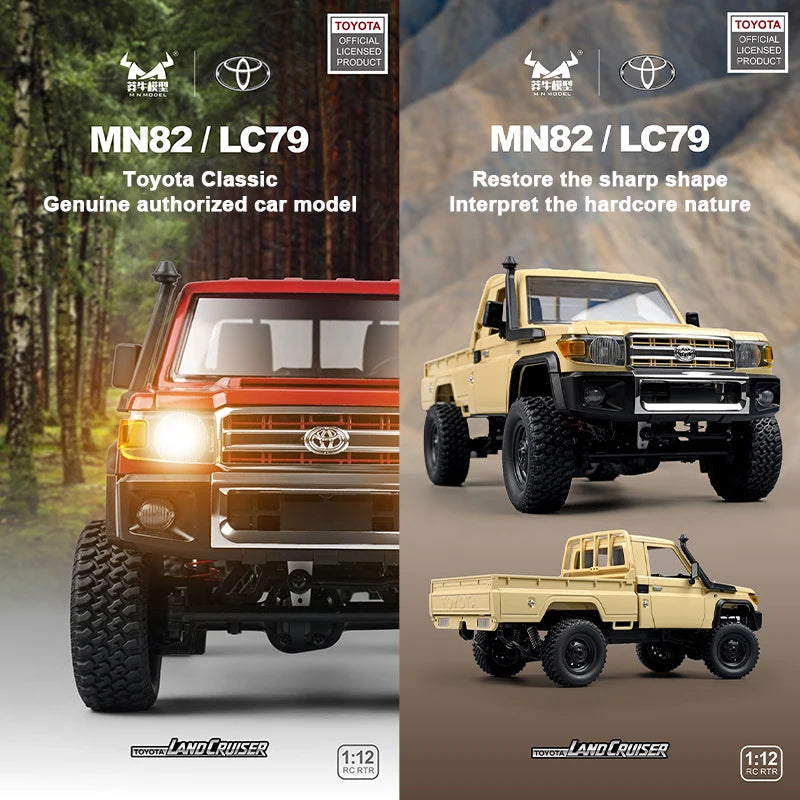 ZWN MN82 1:12 Retro Rc Car With LED Lights Full-scale Simulation LC79 Professional 4WD Remote Control Pickup RC Truck Model Toys