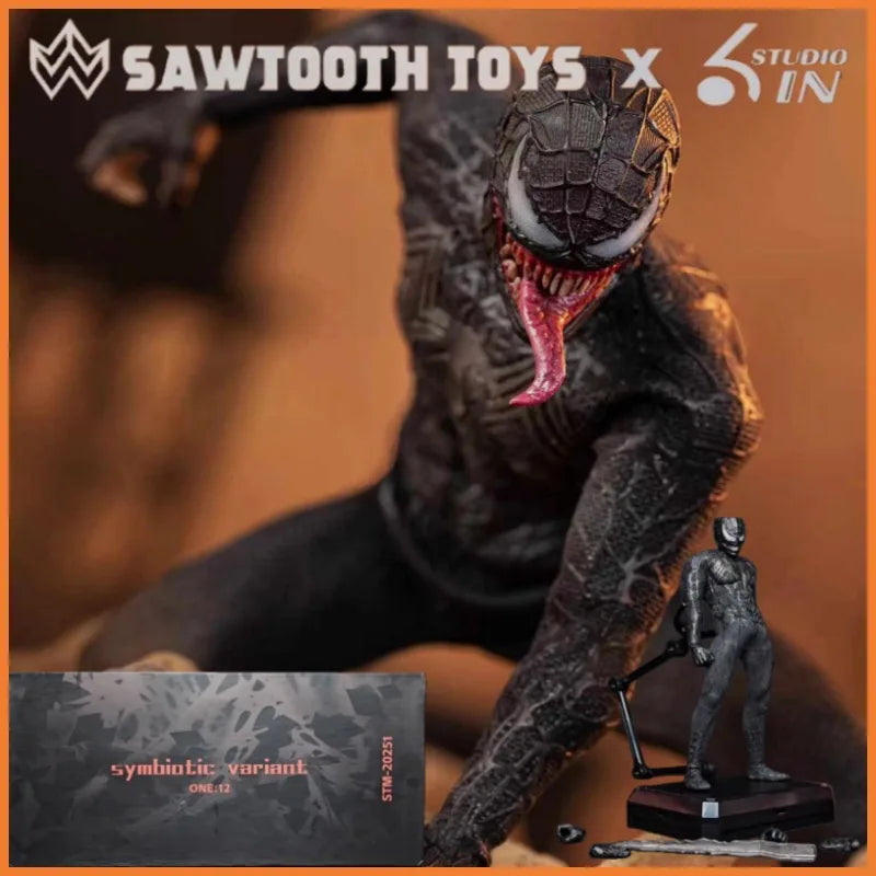 2026 Brand New Original SAWTOOTH TOYS X 6in Studio STM-20251 1/12 Venom Symbiotic Variant Double Headed Carving Full Set Toy