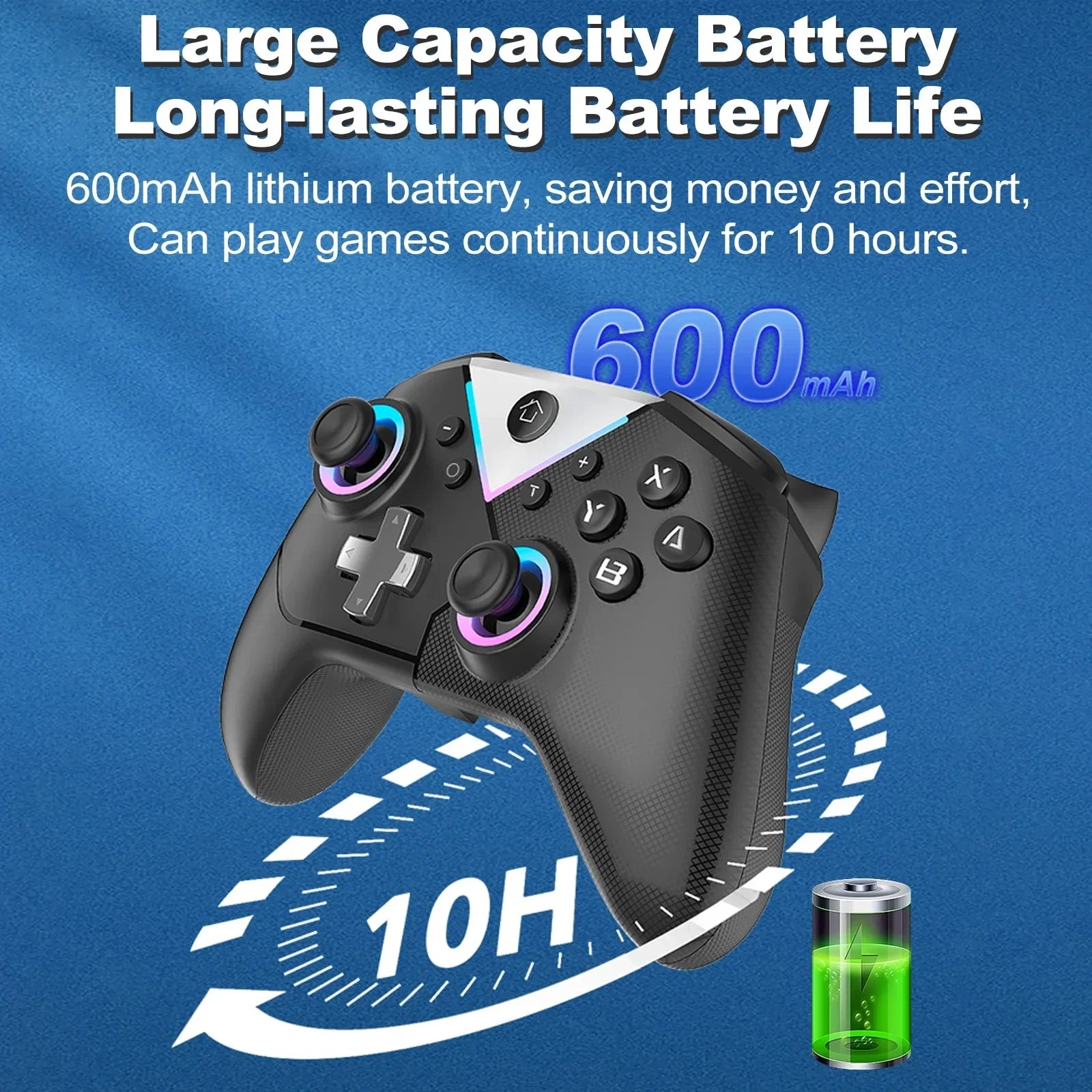 617 Wireless Pc Gaming Controller, With Rgb Led Light Compatible With Pc/Nintendo Switch/Mobile Phone/Android Gamepad Joystick