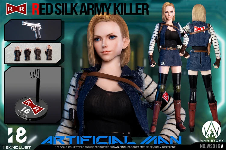 [In Stock] WAR STORY TOYS WS016 1/6 Red Silk Army Killer Android No. 18 Movable Soldier Suit Doll Figure
