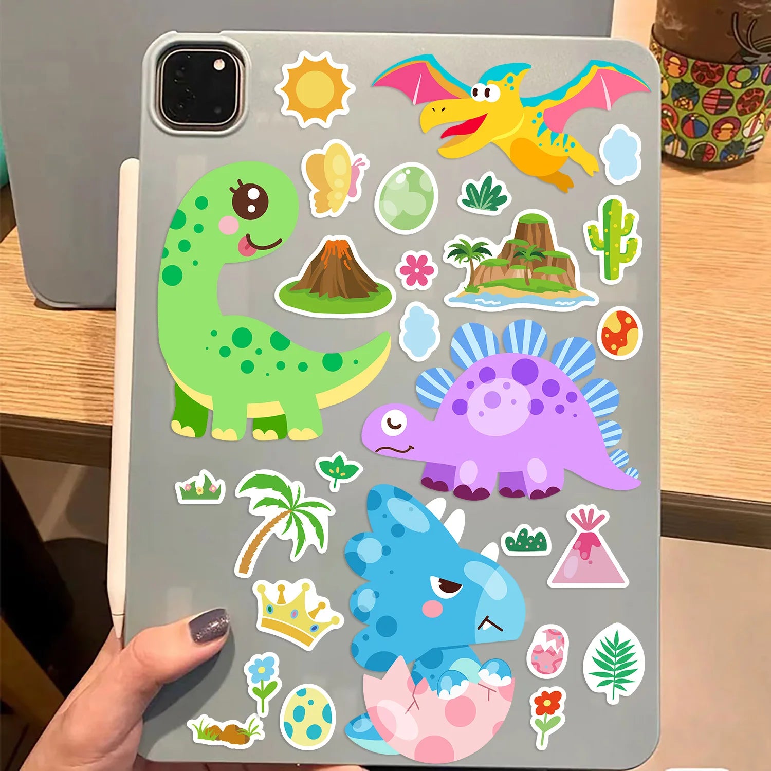 8Pcs Kreative Dinosaurier Cartoon Collage Aufkleber DIY Spiel Aufkleber Tier Handwerk Laptop Skateboard Aufkleber