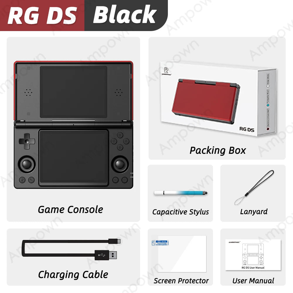 RG DS Handheld Game Console 4‘’ Dual IPS Touchscreen RK3568 Processor Android14 Hall Effect Magnetic Switch Fliptop Video Player