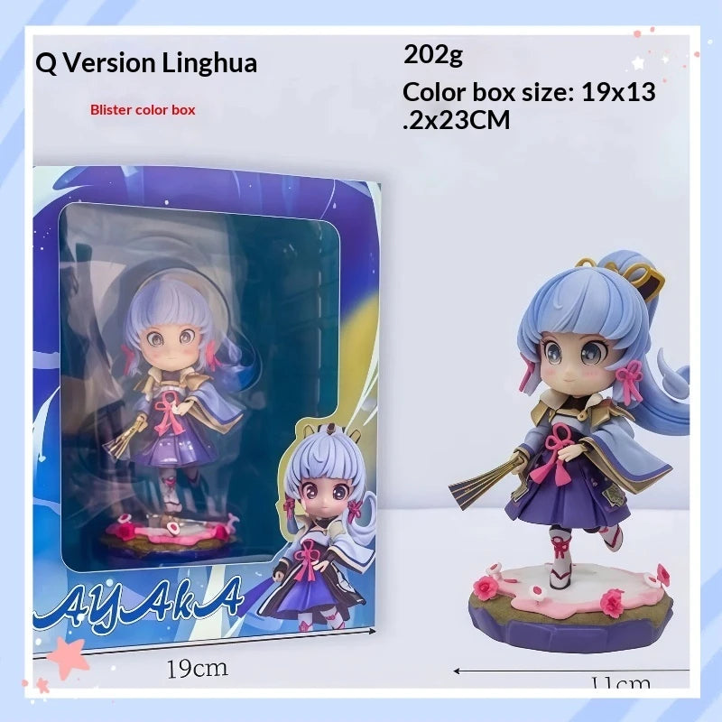 Ninety Seven Studio Kamisato Ayaka Q Style Cute Chibi Anime Figure PC Case Decoration Car Dashboard Ornament Gift For Anime Fans