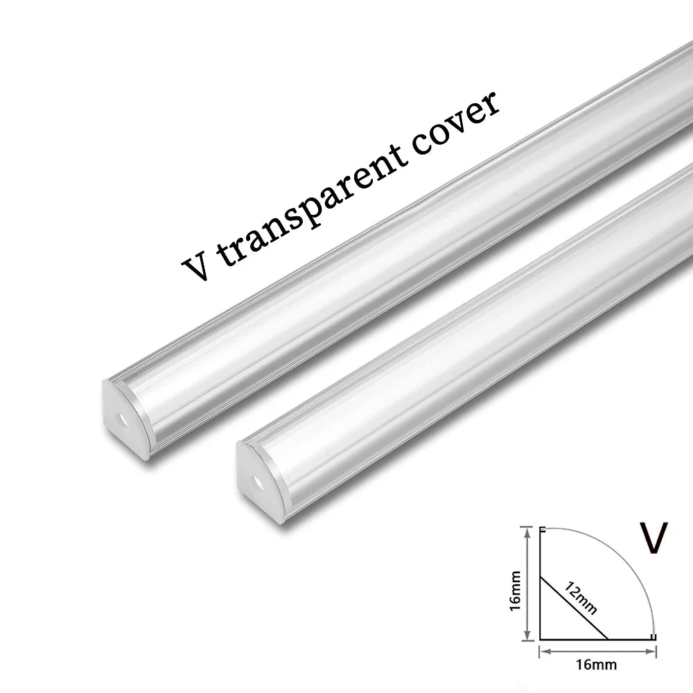 LED Strip Aluminum Profile 50CM Recessed Surface Mounted Aluminium Channel with Diffuser PC Cover for 8mm 10mm Linear Lighting