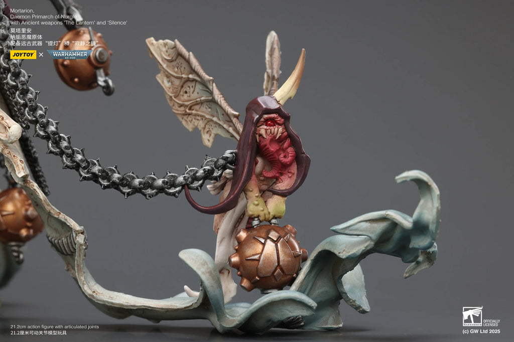 New Joytoy 1/18 Action Figure Warhammer 40k Mortarion,Daemon Primarch Of Nurgle With Ancient Weapons 'The Lantern' And 'Silence'