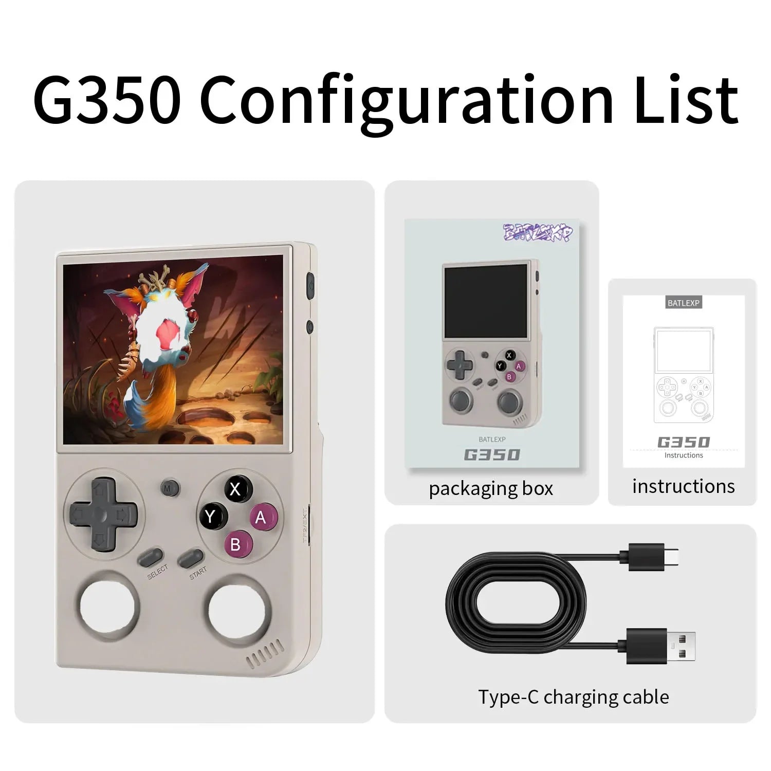 G350 Portable Handheld Game Console 3.5'' IPS Screen Linux System 3200mAh Dual Joystick 640x480 Retro Game Video Player Gift