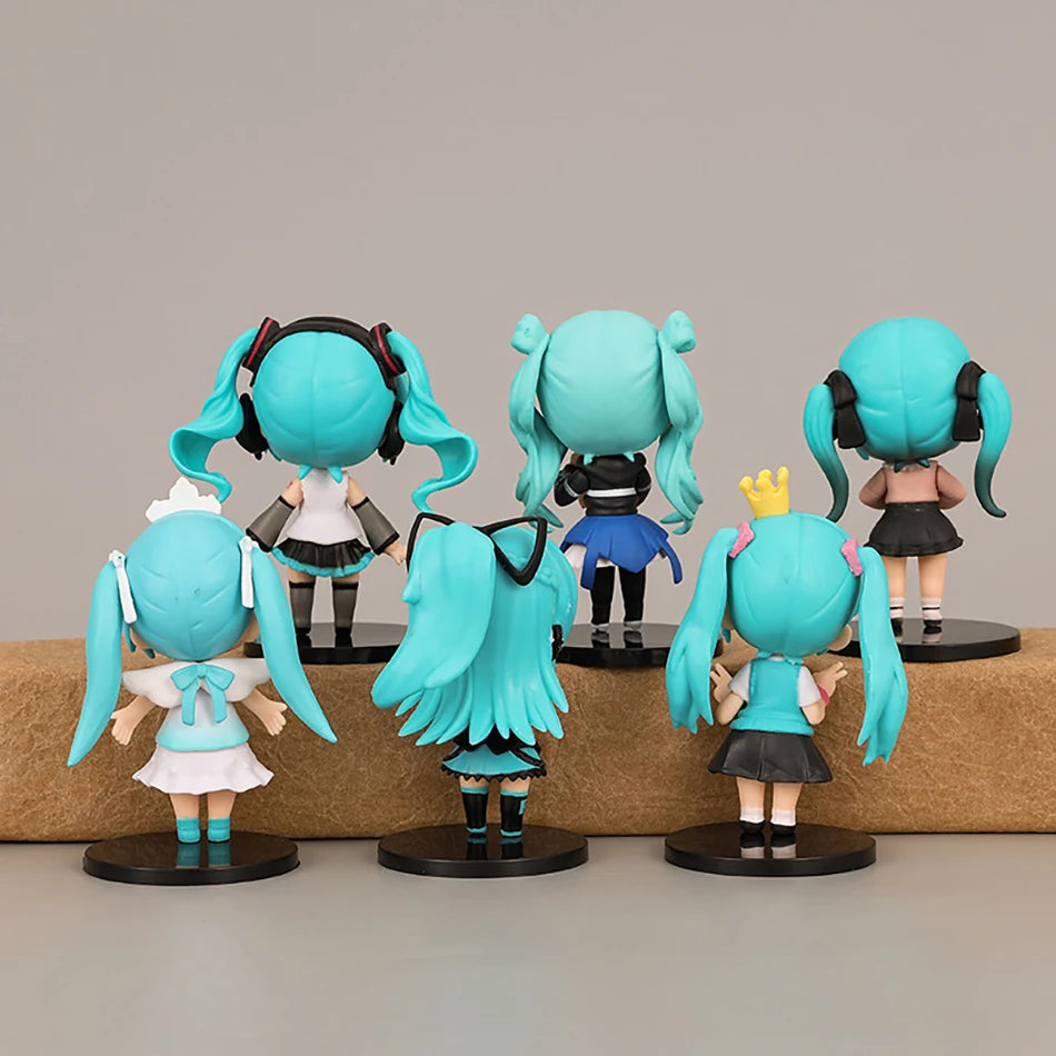 6Pcs/set New Anime Hatsune Miku Figure Mini Q Version Series Cinnamoroll Piapro Figure Ornaments Home Desk Decoration Model Toys