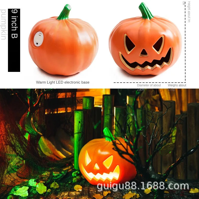 Halloween pumpkin lantern hollow out LED light emitting funny indoor and outdoor decoration props 3pcs set