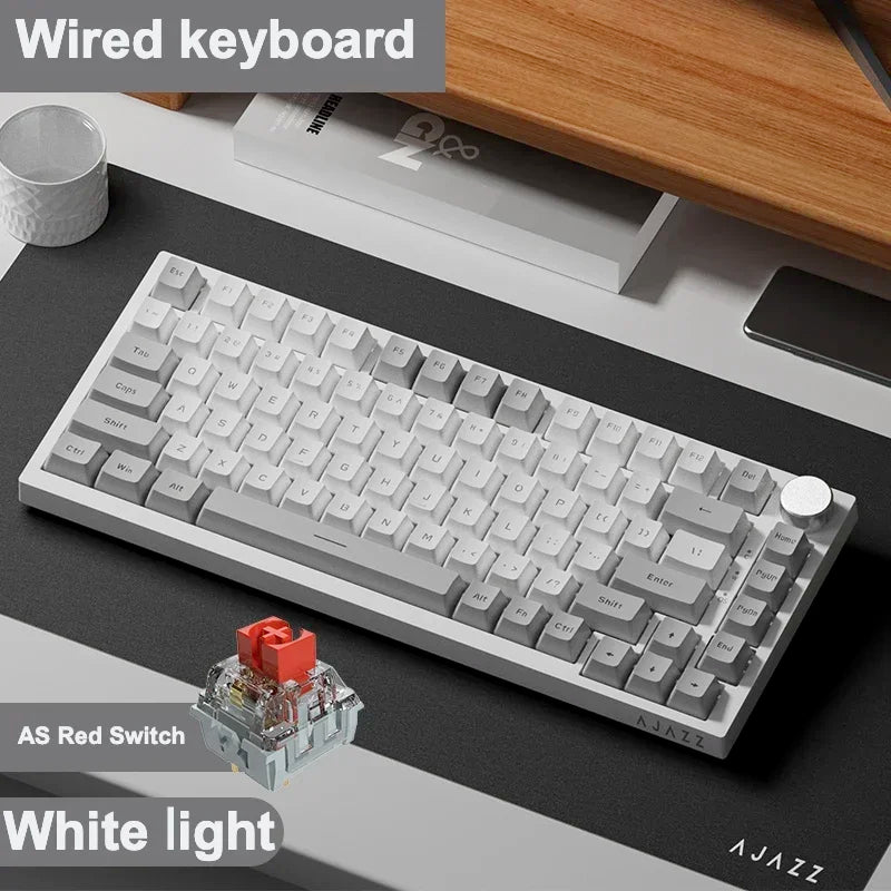 Ajazz AK820 Pro Mechanische Tastatur Bluetooth Wireless/C-Wired Angepasst Tastatur Hot Swapping Dichtung Tastaturen Für Gaming