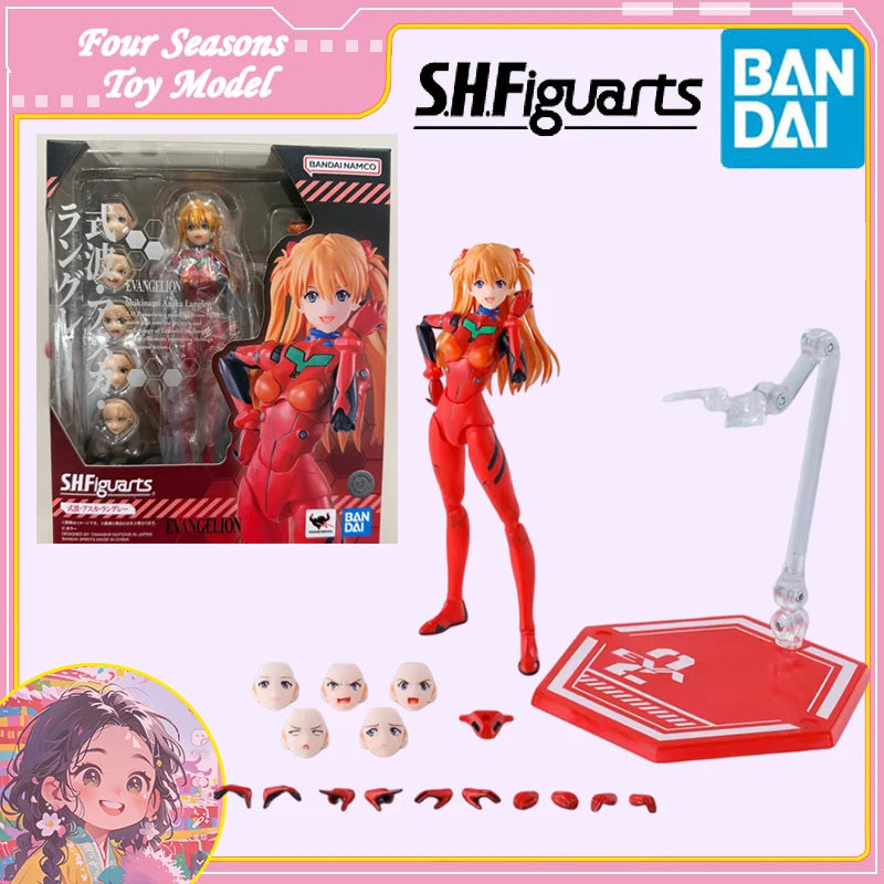Fast Shipping Bandai Anime EVA NEON GENESIS EVANGELION SHF Shikinami Asuka Langley Original Model Toys Action Figure Children