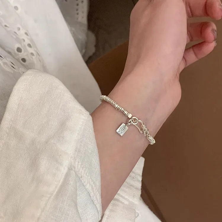 925 Sterling Silber Armband Armreif Vintage Offenes Schloss Geometrische Punk Für Frau Mädchen Mode Schmuck Geschenk Dropship Großhandel