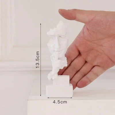 Bronze Silence Is Golden Statue Ornaments Abstract Figure Sculpture Resin Crafts Creative Interior Home Decor Modern Figurines