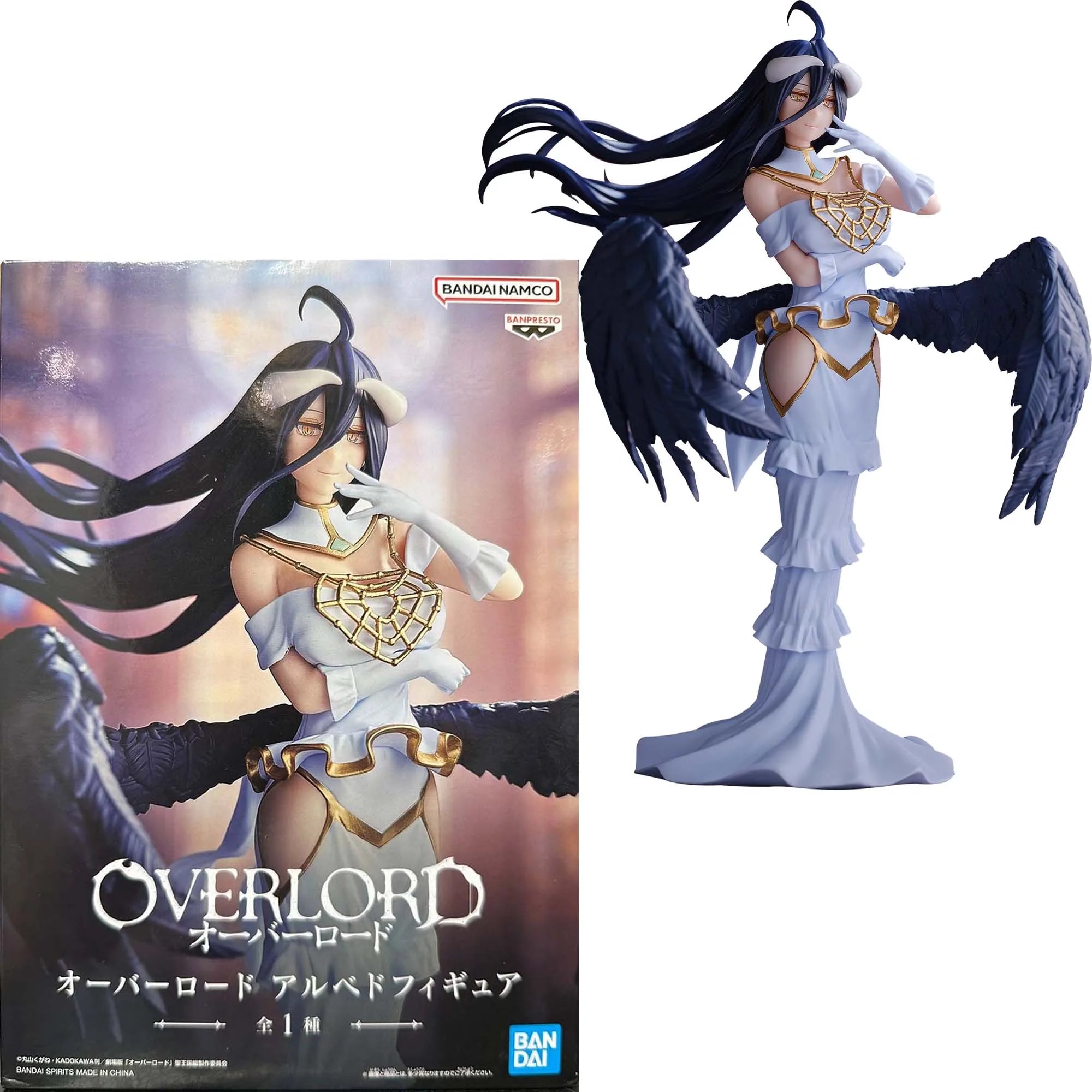 Auf Lager: Original Bandai BANPRESTO Succubus Overlord Albedo 20 cm PVC-Figur, hochdetailliertes Sammlermodell, Spielzeug, Geschenk