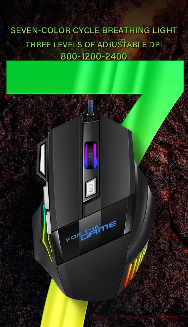 Kabelgebundene Maus mit buntem Atemlicht, geeignet für Notebook-Desktop-Computer, E-Sport-Spiel-Computermaus