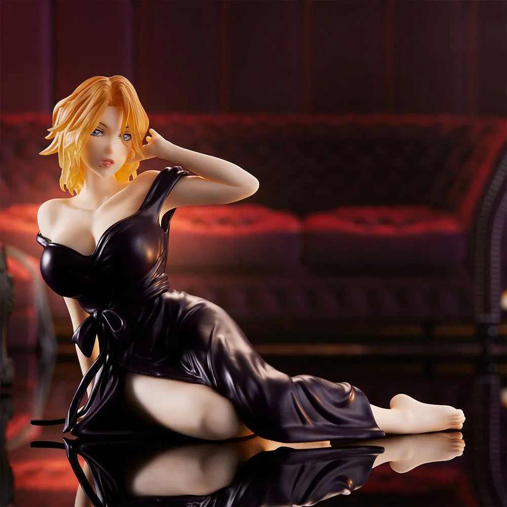 Anime Figur Matsumoto Rangiku Inoue Orihime Schwarzes Nachthemd sitzende Actionfigur PVC Modell Spielzeug Erwachsenensammlung Statue Geschenk