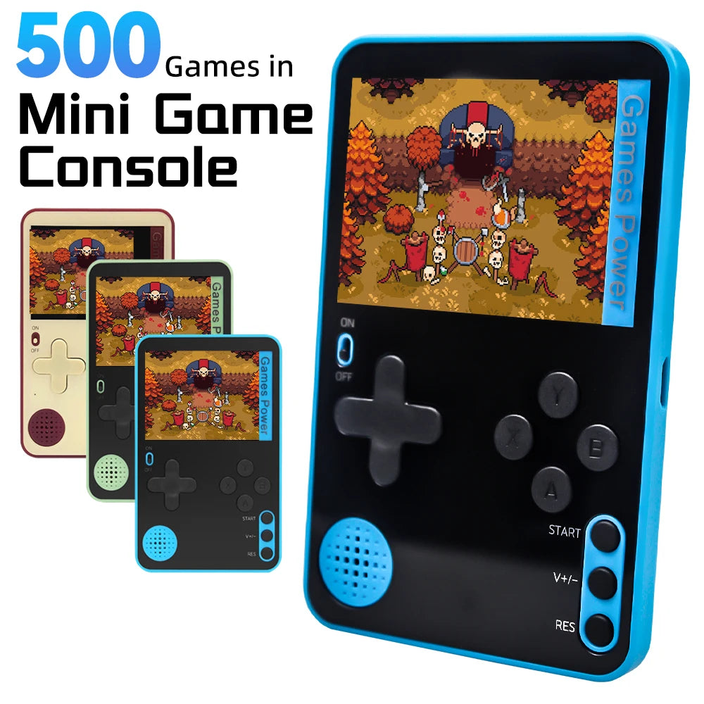 k10 Dünne Handheld-Spielkonsole 2,4 Zoll 500 klassische Spiele für Kinder und Erwachsene Ultra-Retro-Spielmaschine Tragbarer Taschenspiel-Player