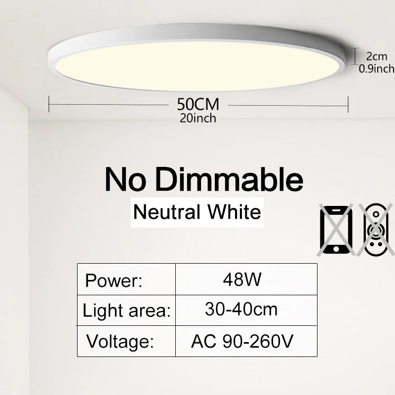 50CM Large Ceiling lamp Smart APP/ Remote Control Dimmable for Bedroom 48W Ceiling Lights AC 110/220V led lights for Living room