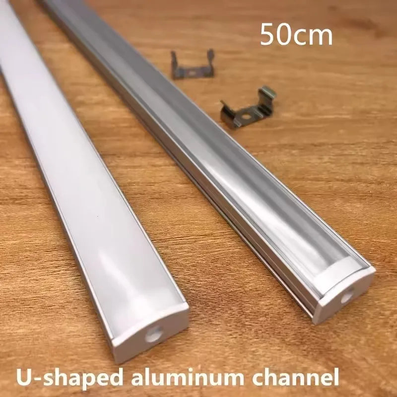LED Strip Aluminum Profile 50CM Recessed Surface Mounted Aluminium Channel with Diffuser PC Cover for 8mm 10mm Linear Lighting