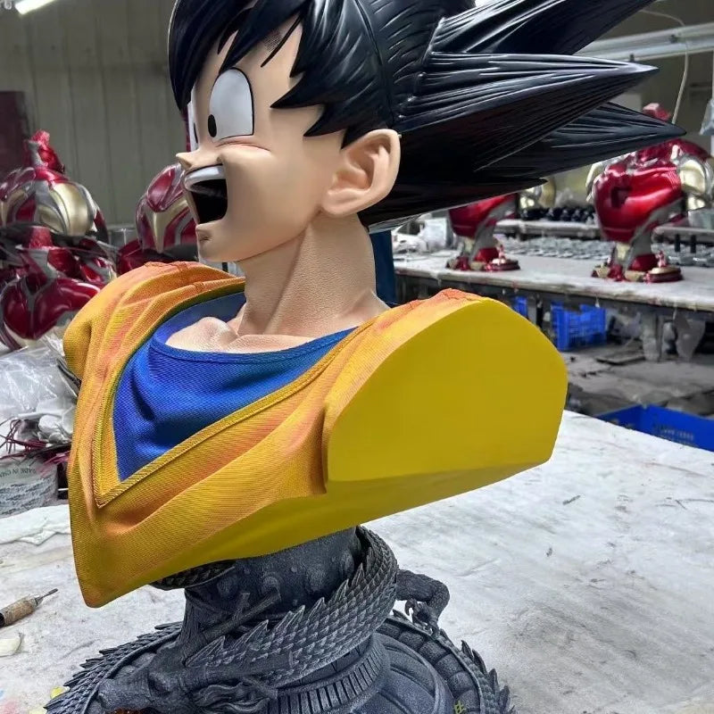 90cm Dragon Ball Figure Son Goku Half-body Statue Can Glow Anime Collection Model Resin Desktop Ornaments Children Toys Gift