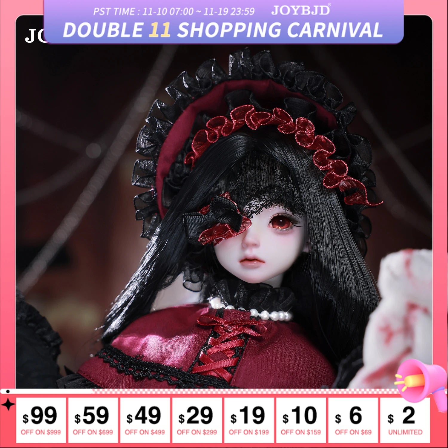 Joybjd Beeno C 1/4 BJD - Muxi Body Gothic Lolita Mid-Century Dark Elegance Full Poseable Set | Limited Edition Female Doll