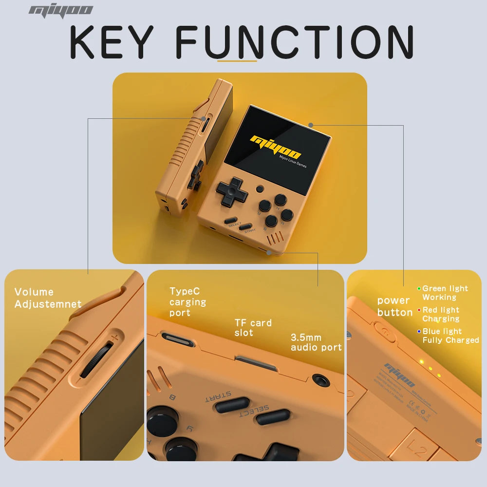 Tragbare Retro-Handheld-Spielkonsole 2,8 Zoll IPS-Bildschirm Videospielkonsolen Linux-System Klassischer Gaming-Emulator