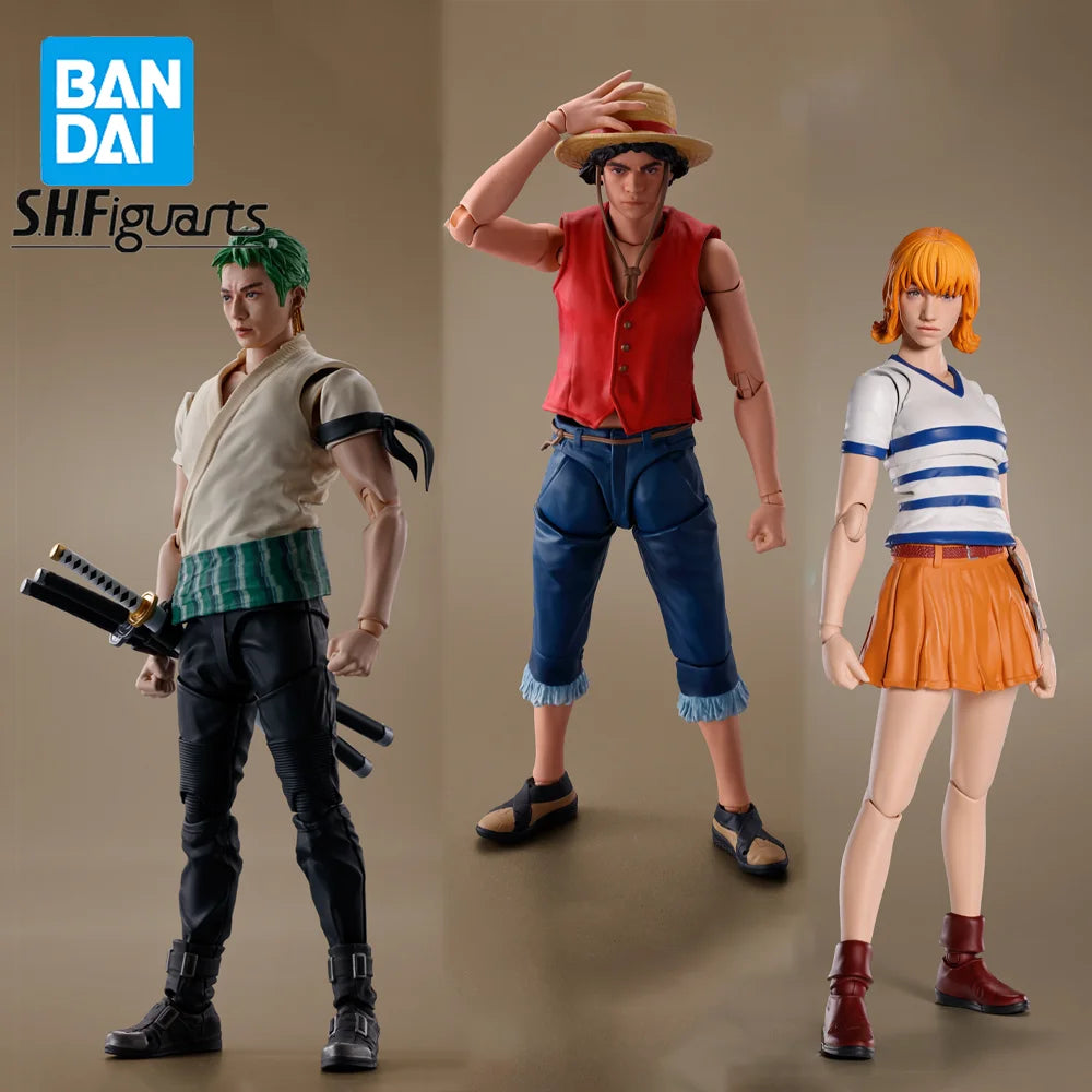 In Stock Original BANDAI SHFiguarts Monkey D Luffy Roronoa Zoro Nami Figure Action Anime Netflix: One Piece Model Genuine Toy