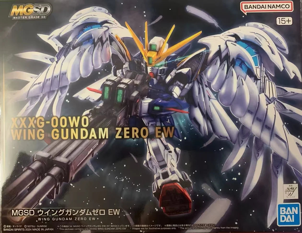 Bandai Original MGSD XXXG-00W0 WING GUNDAM ZERO EW Anime Actionfigur Zusammengebauter Modellbausatz Robotersammlung Spielzeuggeschenk für Kinder
