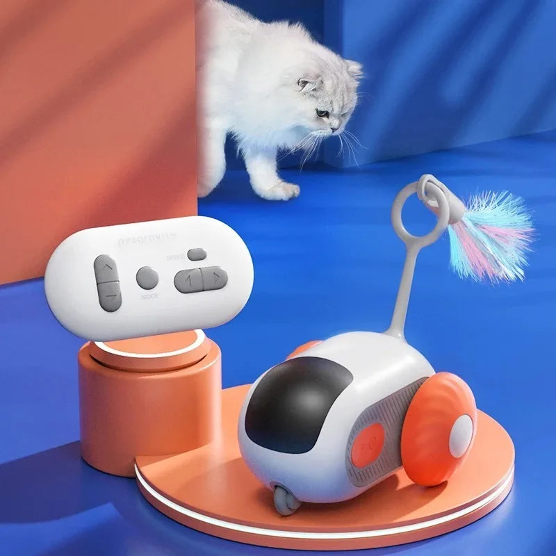Smart Car Cat Toy Interactive Cat Toy Ball Automatic Rolling Remote Control Toy Car Indoor Cat Accessories Pet Kitten Supplies
