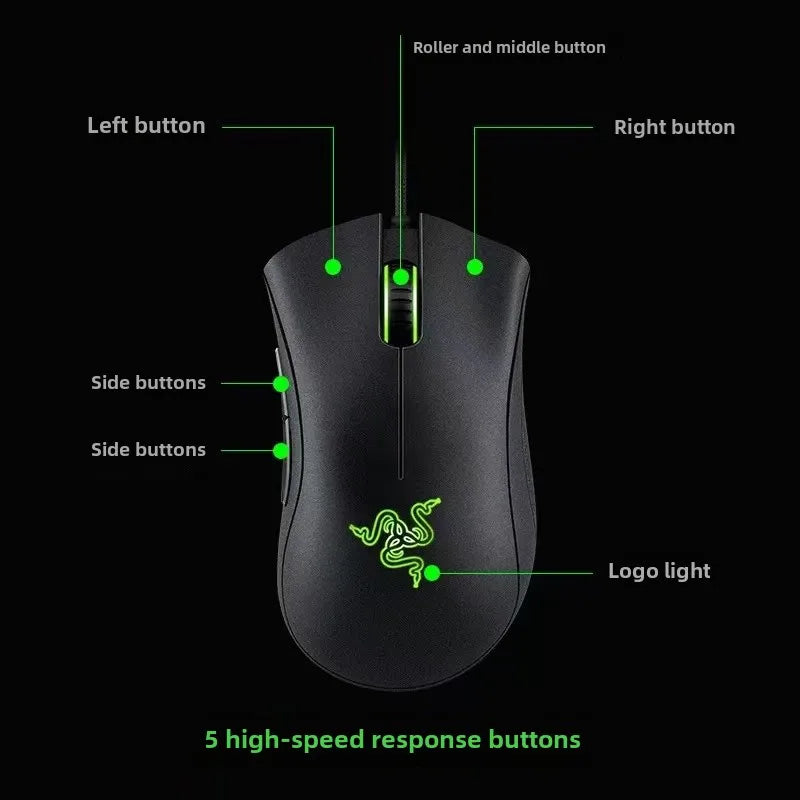 Геймърска мишка Razer Deathadder Viper Standard Edition 6400 с кабел, нова, за esports, хаха.