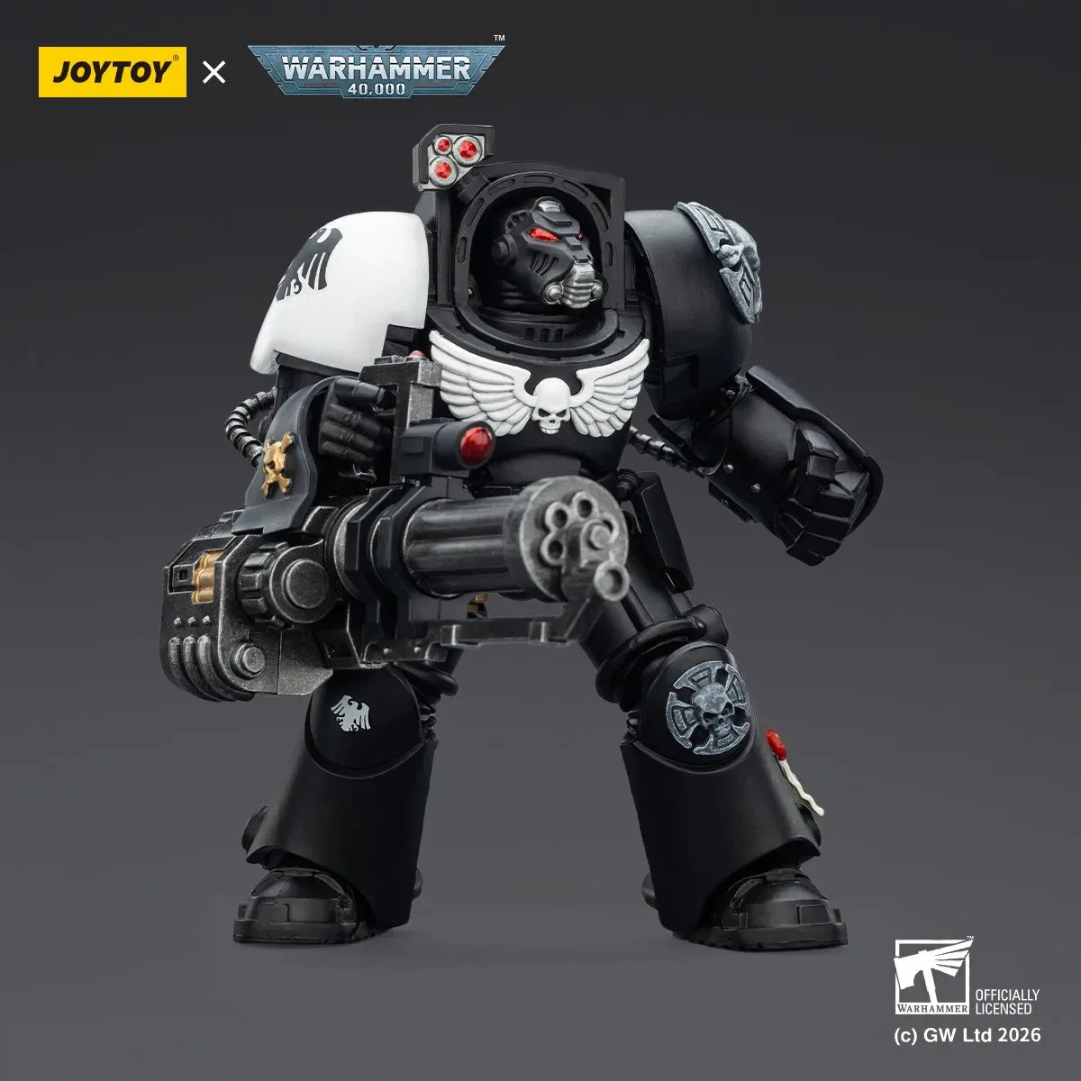 JOYTOY Warhammer 40000/40k Raven Guard Terminator 3 with Power Fist and Assault Cannon Action Figure Doll Decoration Gift Model