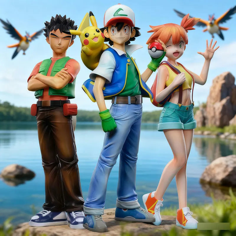 Ash Misty Brock Ash&amp;Misty&amp; Brock Offizielles Statuenset, limitierte Auflage, Anime-Figur, Sammlermodell, Geschenk für Fans