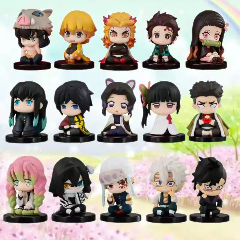 Anime Demon Slayer Kimetsu no Yaiba Figure Kamado Tanjirou Action Figure Agatsuma Zenitsu Nezuko Warrior Q Version PVC Model Toy