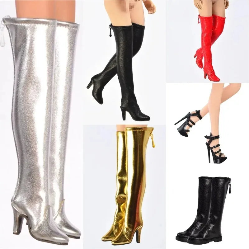 1/6 Scale Sexy Leather Fat Shoes Sandal Women Wedges High Heels Shoes Model for TBLeague Phicen S28A 29B S38A S39B S42 S43 Body