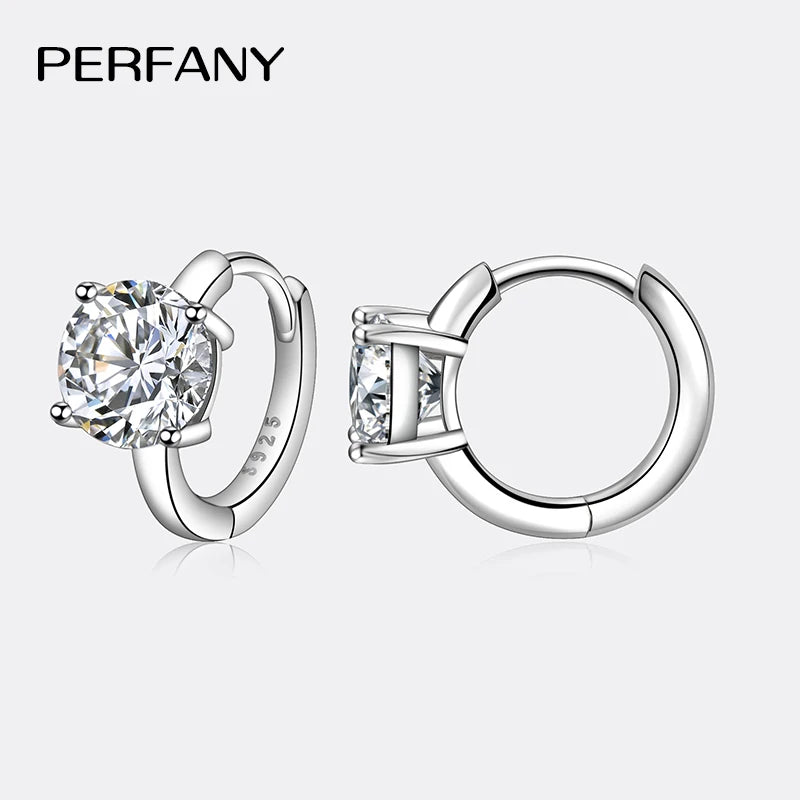 PERFANY 1CT Moissanite Earrings for Women S925 Pure Silver Simulated Diamond Simple Four Claw Earrings Fashion Wedding Jewelry