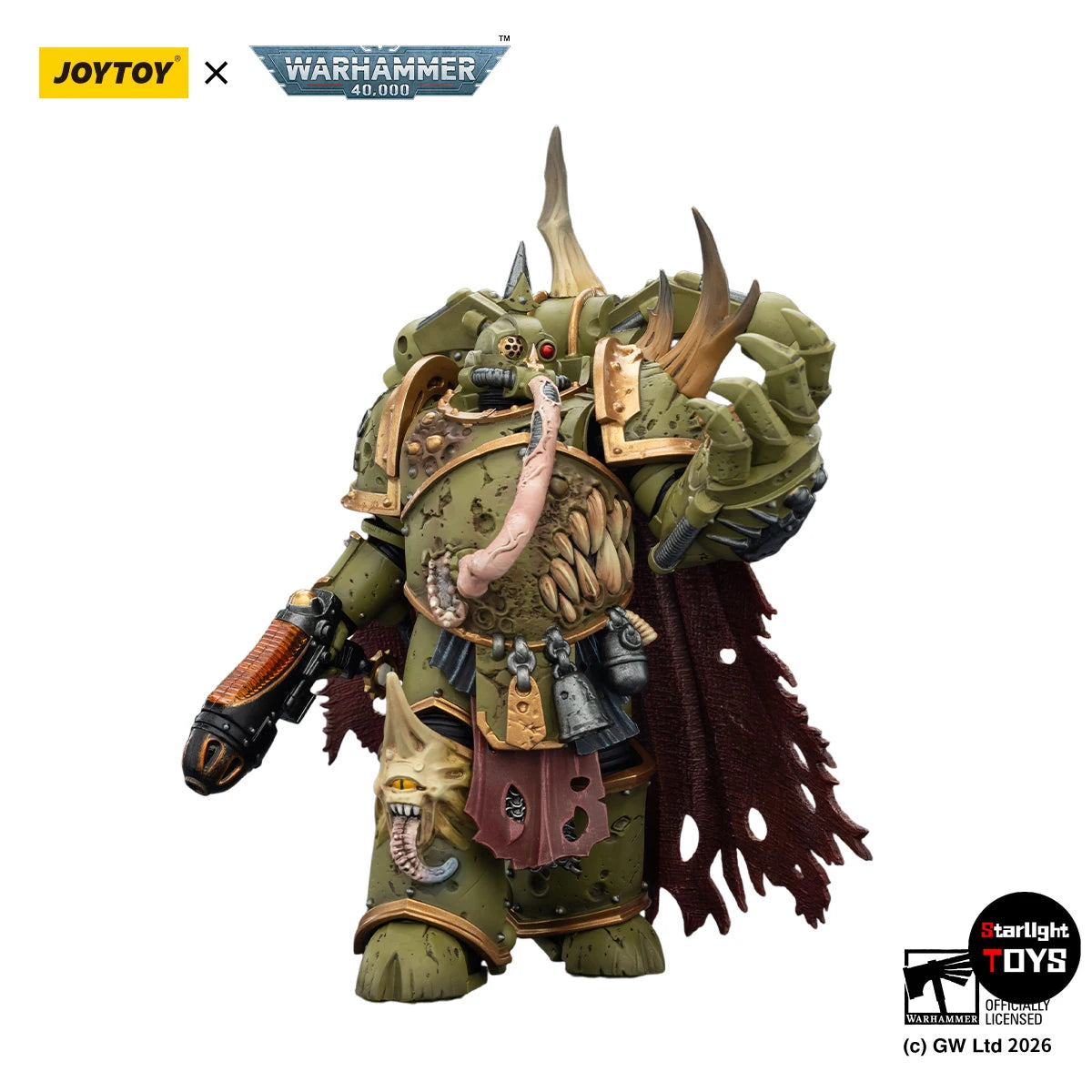 【Pre-sale】JOYTOY Warhammer 40K 1/18 Animation Figure Death Guard Plague Marine Champion with Plasma Pistol and Power Fist