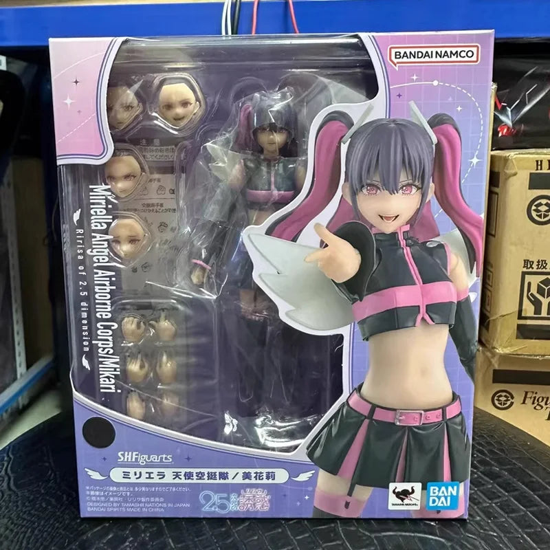 Bandai Genuine SHF Ririsa of 2.5 Dimension Liliel/Miriella Angel Airborne Corps/Ririsa/Mikari Anime Action Figure Model Toy Gift